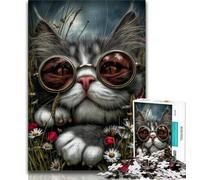 Steampunk Cat Puzzles for Teenagers 1000 Pieces,Decompressing Intellectual Educational Toy Birthday Present,Gifts,Wall Art 50x75cm