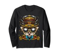 Steampunk Cat Retro Art Goth Gothic Punk Animal Design Long Sleeve T-Shirt
