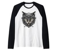 Steampunk Cat Science Fiction Futuristic Animal Vintage Raglan Baseball Tee
