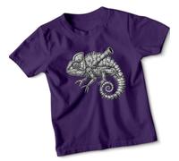 Steampunk Chameleon Steampunk Animals Boys T-Shirt Robotic Reptile Kids Tee 7-8 Years Purple