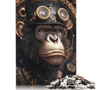 Steampunk Chimp Ape Animal Puzzle Challenging And Brainteasing 100% Recycled Cardboard Jigsaw Puzzle for Adult Children 500pcs (52x38cm)