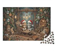 Steampunk Christmas Bunnies 1000 Piece Puzzle for Relaxation Winter Workshop for First-Time Jigsaw Users Memory Improvement Housewarming Gift 70x50cm/1000pcs