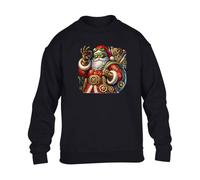 Steampunk Christmas Santa Claus Sweatshirts Mens Kids Fantasy Mechanic Gearhead Adventure Themed Santa Claus Steampunk Fans Lovers of Fantasy Black - Small