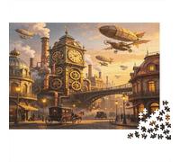 Steampunk City 1000 Piece Jigsaw Puzzle paper puzzle for adults Airship 1000pc Jigsaw Puzzle Set relaxation home decor gift 52x38cm/1000pcs