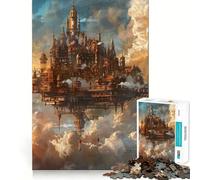 Steampunk City At Clouds 1000 Piece Jigsaw Puzzles for Adults Memory Boost Family Joy Pattern Assembly Santa Wish Pick 38x26cm