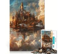 Steampunk City At Clouds Jigsaw 1000 Pieces for Teenagers Logic Boost Toy Calming Play Premium Edge Art Collectible 38x52cm