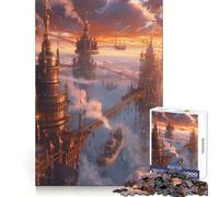 Steampunk City at Sunset 1000 Piece Jigsaw Puzzles for Adults Jigsaw Think Toy Calm Relax Clean Cut Wall Art Decor 50x75cm