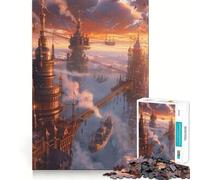 Steampunk City at Sunset 1000 Piece Jigsaw Puzzles for Adults Jigsaw Think Toy Calm Relax Clean Cut Wall Art Decor 50x75cm