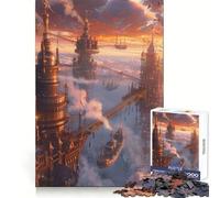 Steampunk City at Sunset Jigsaw Puzzles 1000 Pieces for Teenagers Smart Toy Home Pastime Accurate Cut Thoughtful Gift 38x26cm