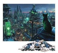 Steampunk City Cat Wooden Jigsaw Puzzle 1000 Pieces for Adults Fun Stress Relief Toy Toy Intellectual Game Education Game Decoration Challenge Educational 1000pcs (75x50cm)