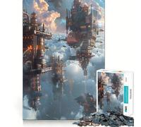 Steampunk City Fantasy 1000 Piece Jigsaws for Teenagers Mind Exercise Toy Mental Relax Design Assembly Santa Wish List 38x52cm