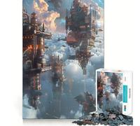 Steampunk City Fantasy 1000 Pieces Jigsaws Adults Puzzles Gifts Reason Skill Toy Stress Release Exact Cut Santa Wish List 50x75cm