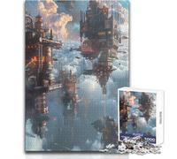 Steampunk City Fantasy Adults 1000 Pieces Puzzle Strategic Thinking Learning Game Ideal Meaningful Gift for Any Event Size 38x26cm