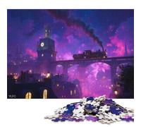 Steampunk City Wooden Jigsaw Puzzle 300 Pieces for Adults Fun Education Game Toy Intellectual Game Home Decoration Stress Relief Relaxation And Intelligence 300pcs (40x28cm)