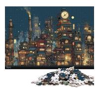 Steampunk City Wooden Jigsaw Puzzle for Adults Fun 1000 Piece Stress Relief Toy Home Decoration Toy Intellectual Game Education Game Challenge Educational 1000pcs (75x50cm)