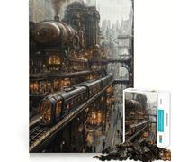 Steampunk Cityscape 1000 Piece Jigsaw Puzzles for Adults Mental Logic Toy Tension Relief Firm Cut Perfect Present 50x75cm