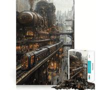 Steampunk Cityscape 1000 Piece Jigsaw Puzzles for Teenagers Jigsaw Solid Logic Toy Calm Fun Precision Cut Santa Wish Item 38x26cm