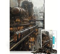 Steampunk Cityscape 1000 Pieces Jigsaws Adults Puzzles Gifts Mind Skill Toy Quiet Fun Design Assembly 38x52cm