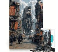 Steampunk Cityscape with Mechanical Structures Jigsaw Puzzle 1000 Piece for Teenagers Clear Logic Toy Easy Leisure Perfect Cut Birthday Gift 50x75cm