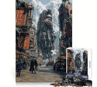 Steampunk Cityscape with Mechanical Structures Jigsaw Puzzle for Teenagers 1000 Pieces Fine Logic Toy Calm Pastime Neat Edge Art Collection Piece 38x26cm