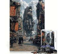 Steampunk Cityscape with Mechanical Structures Jigsaw Puzzles for Teenagers 1000 Pieces Mind Puzzle Peaceful Fun Art Assembly Lovely Gift 38x52cm