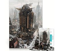 Steampunk Cityscape with Towering Structure 1000 Piece Jigsaw Puzzles for Teenagers Cognitive Toy Slow Enjoy Premium Edge Santa Wish Pick 38x52cm