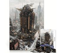 Steampunk Cityscape with Towering Structure Jigsaw Puzzles 1000 Piece for Teenagers Wise Think Toy Peaceful Fun Tight Cut 50x75cm