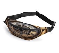 Steampunk Clock Belt Bag for Men & Women, Fanny Pack Everywhere with Adjustable Strap, Small Waist Pack for Travel Walking Running Hiking Cycling