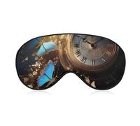 Steampunk Clock Gear and Butterflies Vintage Sleep Mask Soft Blackout Eye Mask Eye Shade Cover with Adjustable Strap for Men Women