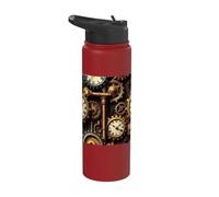 Steampunk Clock Gears Mechanical Vintage Industrial Design Stainless Steel Insulated Water Bottle