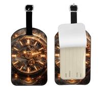 Steampunk Clock Leather Luggage Tag - Personalized PU Leather Travel Bag ID Tag, Double-Sided Design, Privacy Protection, Ideal Travel Accessory