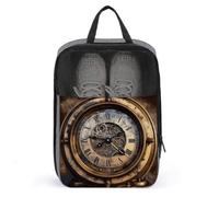Steampunk Clock Shoe Bag Waterproof & Breathable Shoe Pouch for Travel, Portable Carry Case for Sports Sneakers, Gym, Vacation