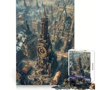 Steampunk Clock Tower Cityscape Jigsaw Puzzles for Teenagers 1000 Mind Exercise Toy Home Activity Precision Cut Wall Art Decor 38x52cm