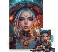 Steampunk Clockwork Girl Jigsaw Puzzle for Teenagers 1000 Pieces Brain Skill Home Activity Exact Edge Festive Gift 38x52cm