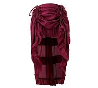Steampunk Clothes Women Gothic Skirt Women Ruffled Drawstring Pleated Skirt Vintage Midi Pirate Skirt Renaissance Halloween Costumes Retro Victorian Tiered Skirt Ruffle Layered Swing Skirt Wine
