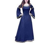 Steampunk Clothes Women Medieval Dress Women Victorian Regency Dress Cosplay Halloween Renaissance Costumes Round Neck Gothic Rockabilly Dress Vintage Swing Cocktail Corset Dress Blue