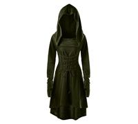 Steampunk Clothing Women's Gothic Dresses with Hood Renaissance Victorian Court Maxi Dress with Corset Waist Belt Medieval Horror Party Dress Retro Halloween Witch Dress Fancy Dress Costumes