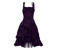 Steampunk Clothing Women's Strappy Dress - Gothic Dresses Women's Sleeveless Punk Dress with Ruffles Elegant Palace Party Dress A-Line Cocktail Dress Halloween Carnival Costume Festive Outfit Prom