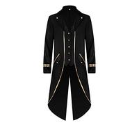 Steampunk Coat Men Gothic Medieval Court Long Sleeve Halloween Uniform Blazer Tuxedo Jackets Renaissance Victorian Punk Retro Swallow-Tailed Trench Overcoat Performance Cosplay Costume S-4XL Clearance