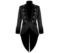 Steampunk Coat Men's Black Gothic Jacket Men's Midi Classic Tailcoat Double Breasted Victorian Court Frock Coat Retro Medieval Elegant Tuxedo Theatre Clothing Cosplay Halloween Costume