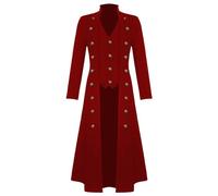 Steampunk Coat Men's Double Breasted Gothic Trench Coat Men's Long, Black Medieval Jacket Victorian Court Rock Retro Cosplay Uniform Elegant Performance Clothing Halloween Costume