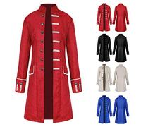 Steampunk Coat Men's Gothic Jacket Men's Midi Classic Black Medieval Trench Coat with Button Victorian Court Frock Coat Fashion Uniform Elegant Performance Clothing Halloween Costume