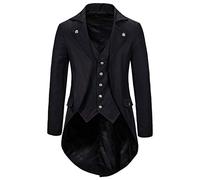 Steampunk Coat Men's Gothic Tailcoat Men's Midi Trendy Black Jacket with Buttons Victorian Court Frock Coat Retro Medieval Elegant Tuxedo Theatre Performance Clothing Cosplay Halloween Costume