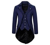 Steampunk Coat Men's Gothic Tailcoat Midi Trendy Black Jacket with Buttons Victorian Frock Coat Retro Tuxedo Theatre Performance Clothing Cosplay Fancy Dress Costume