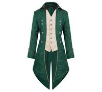 Steampunk Coat Men's Medieval Vintage Jacket Renaissance Tailcoat | Gothic Coat Men's Long Elegant Lapel Collar Trench Coat Victorian Slim Frock Coat for Carnival Halloween Cosplay