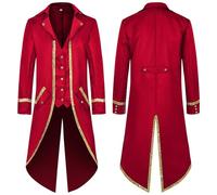 Steampunk Coat Men's Medieval Vintage Jacket Renaissance Tailcoat | Gothic Coat Men's Victorian Viking Frock Coat Elegant Plain Long Trench Coat for Carnival Cosplay Halloween