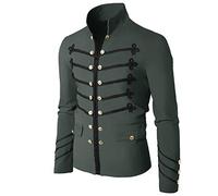 Steampunk Coat Men's Military Jacket - Victorian Hussar Uniform with Gold Buttons, Vintage Drummer Parade Coat, Renaissance Court Cosplay Costume for Halloween