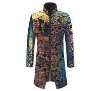 Steampunk Coat Men's Sequins Gothic Jacket Men's Midi Medieval Glitter Jacket Victorian Court Frock Coat Glitter Suit Medieval Uniform Elegant Performance Clothing Carnival Halloween