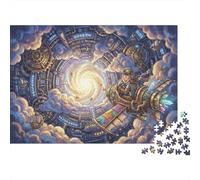 Steampunk Cosmic Vortex 500 Piece Wooden Jigsaw Puzzle,Whimsical Challenge,Adults & Kids 14+,Home Wall Decor,Great Gifts,Wood,Educational Toy,Stress Relief (52x38cm)