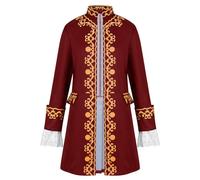 Steampunk Costume Men's Gothic Coat Men's Midi Medieval Jacket Zip Retro Victorian Yard Rock Jacquard Elegant Theatre Clothing Pirate Vampire Cosplay Halloween Costume